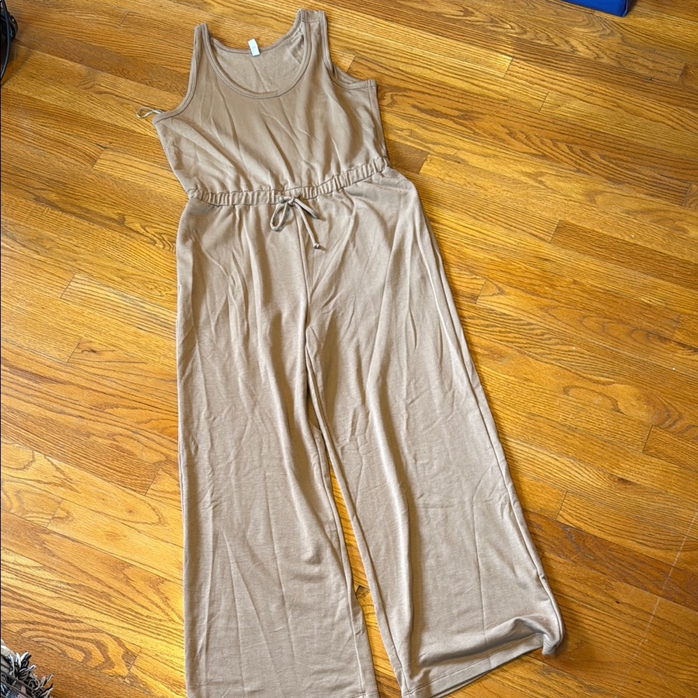 Casual Tan Sleeveless Jumpsuit
